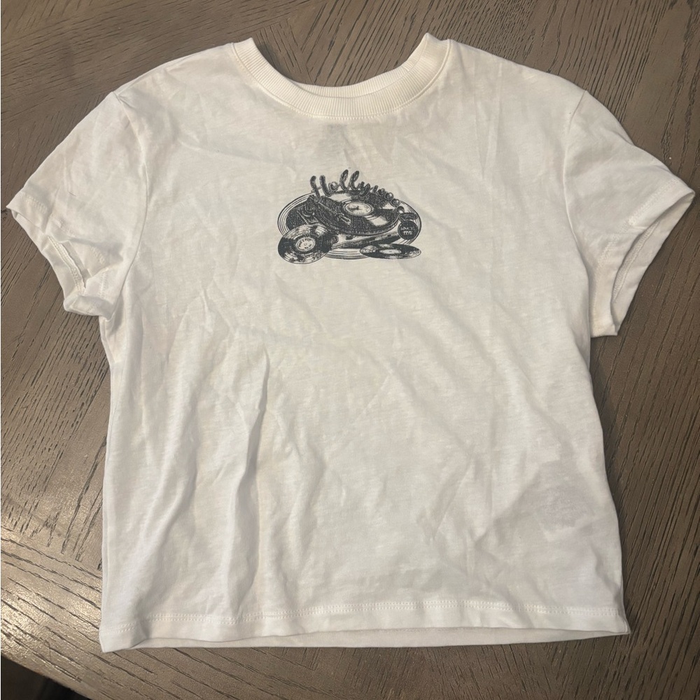 Divided White Short Sleeve Tee with Black Graphic